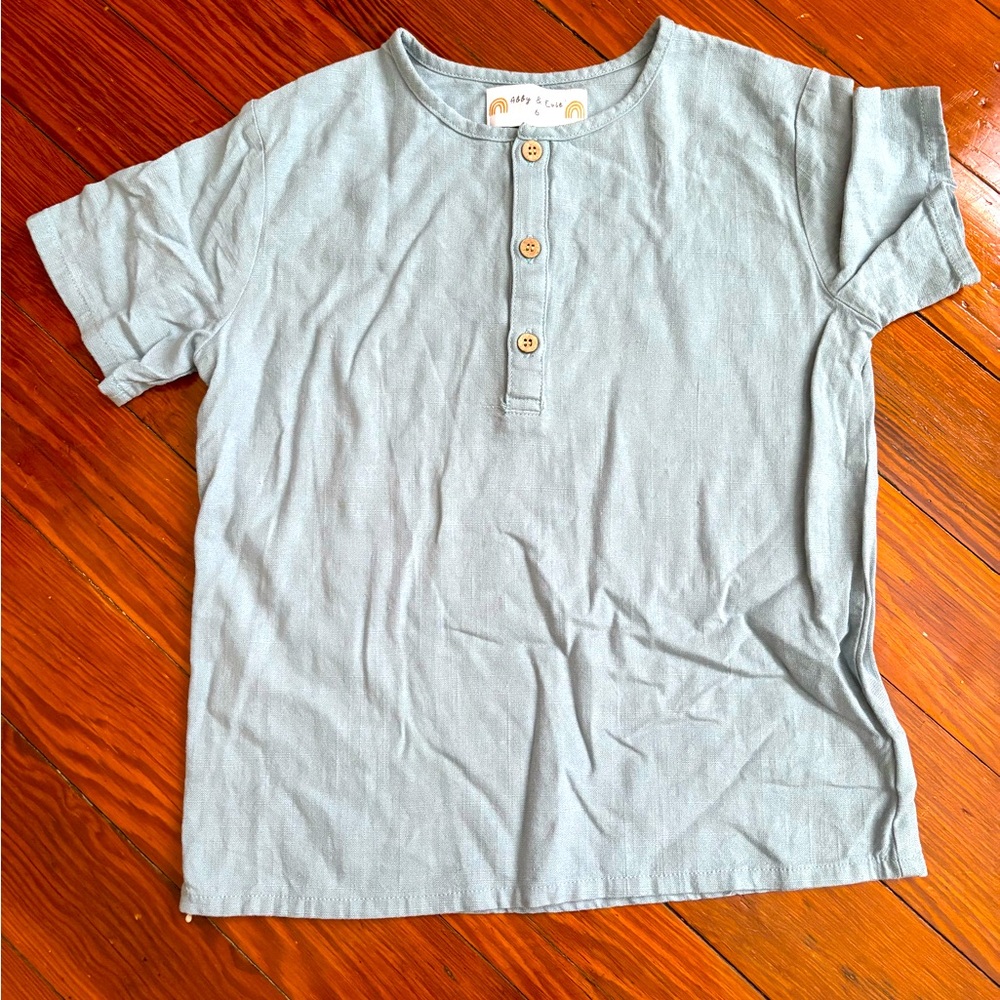 Abby & Evie Linen Blue Shirt